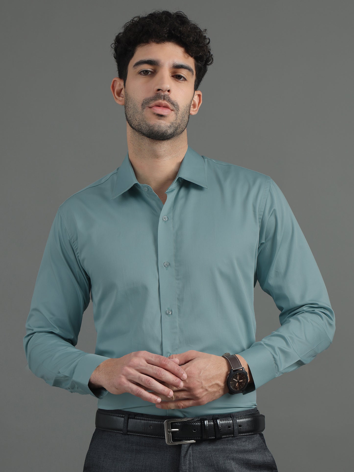 Safari Green SHATIN PREMIUM GIZA COTTON SHIRT