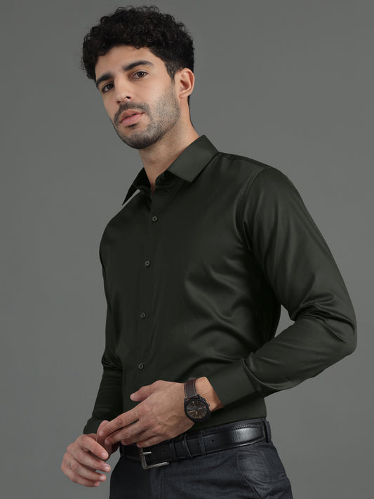 Men's Giza Cotton Shirt Olive Green  – Premium Soft & Breathable Casual Button-Up