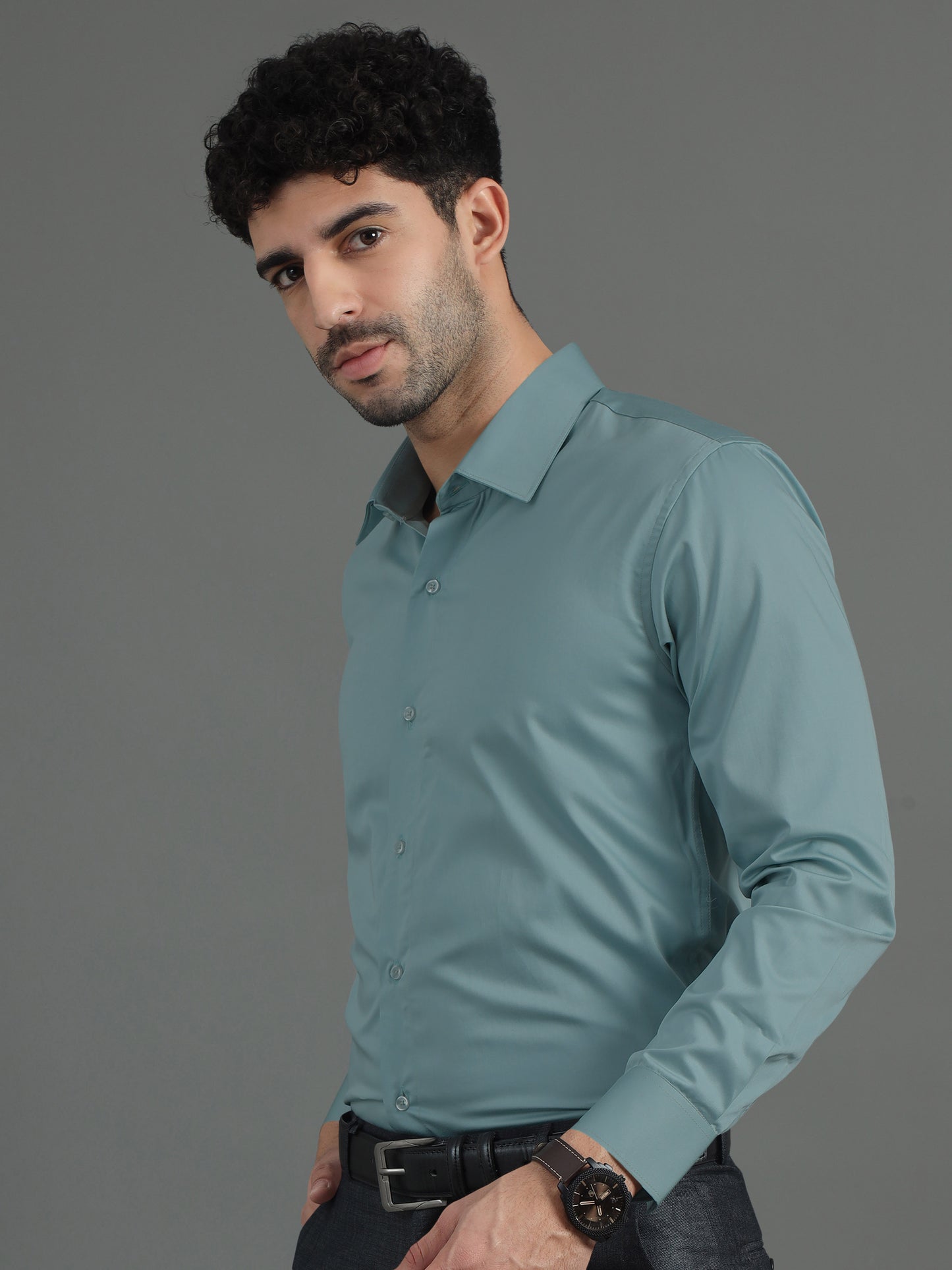 Safari Green SHATIN PREMIUM GIZA COTTON SHIRT