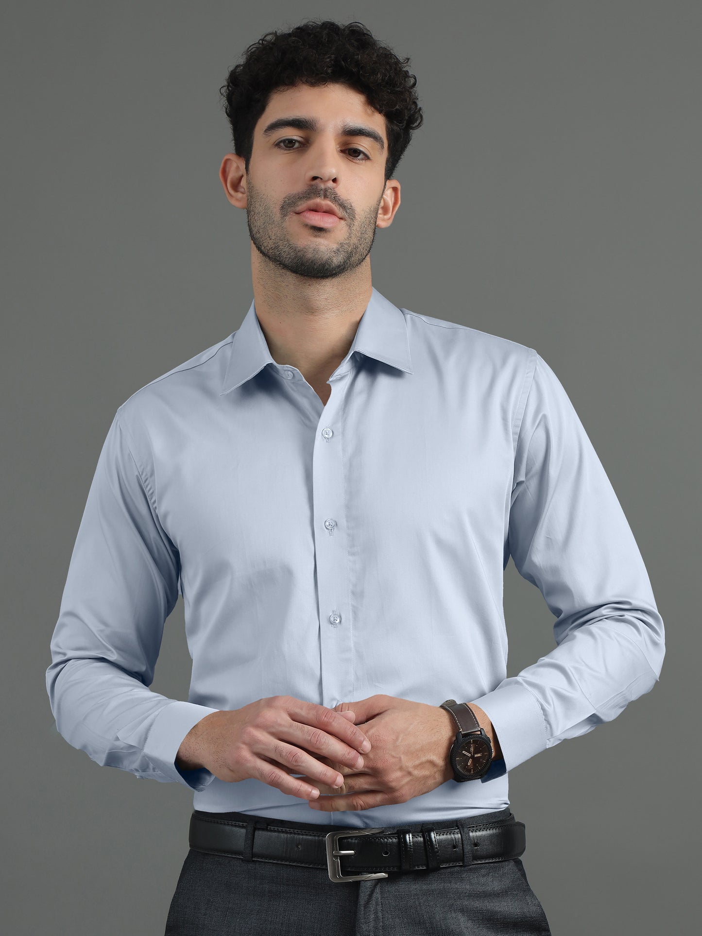 Light sky Blue SHATIN PREMIUM GIZA COTTON SHIRT