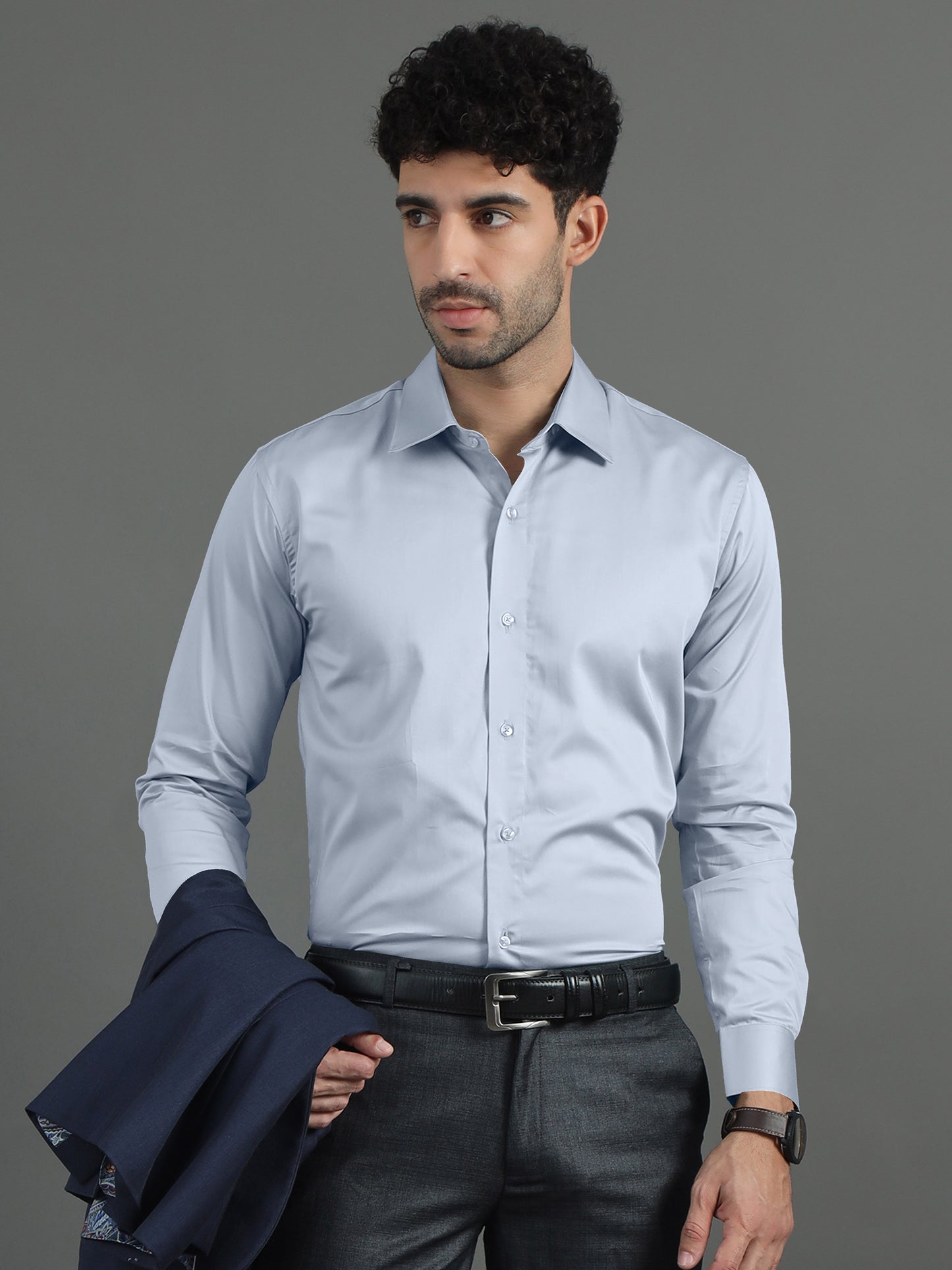 Light sky Blue SHATIN PREMIUM GIZA COTTON SHIRT