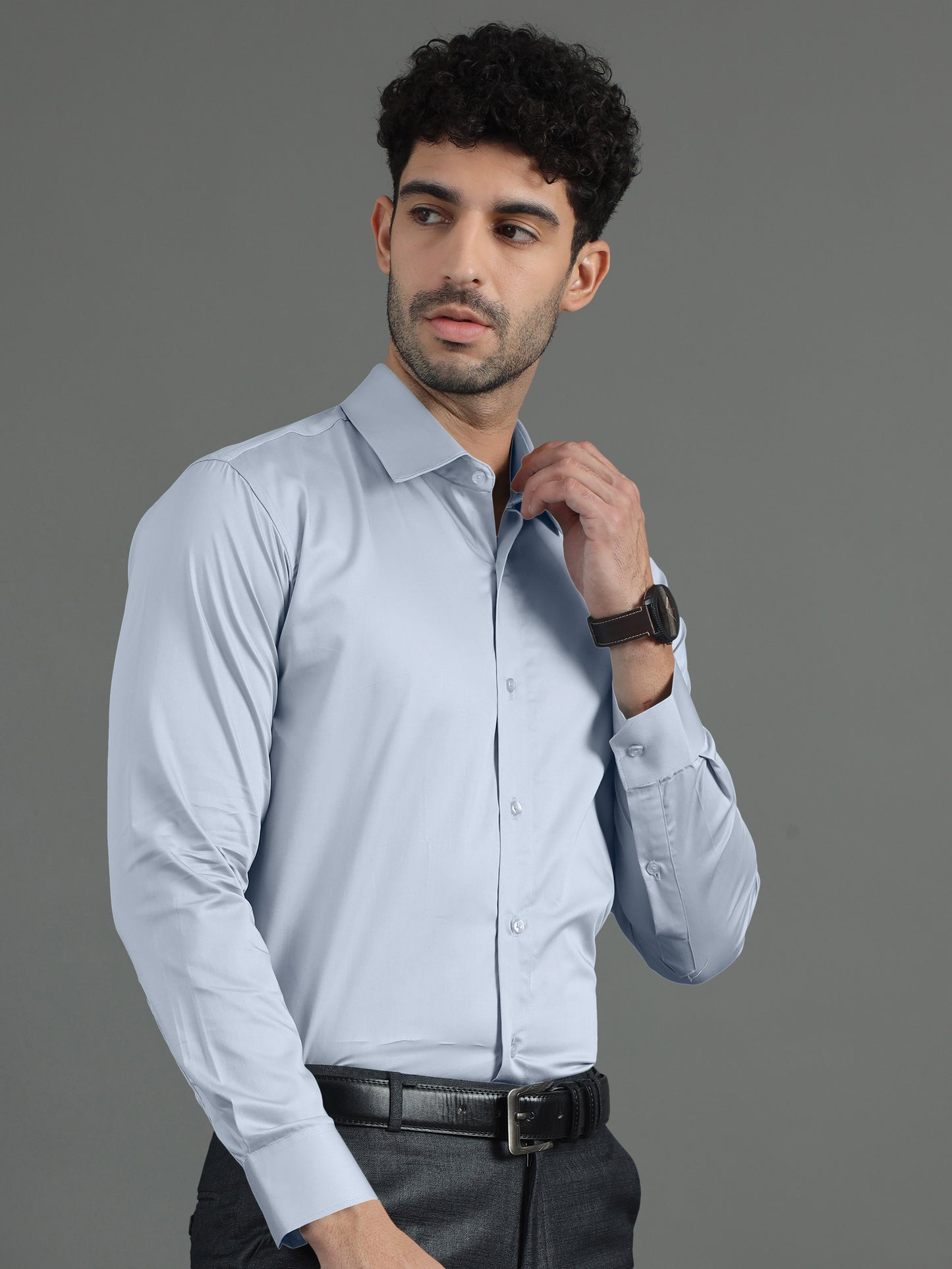 Light sky Blue SHATIN PREMIUM GIZA COTTON SHIRT