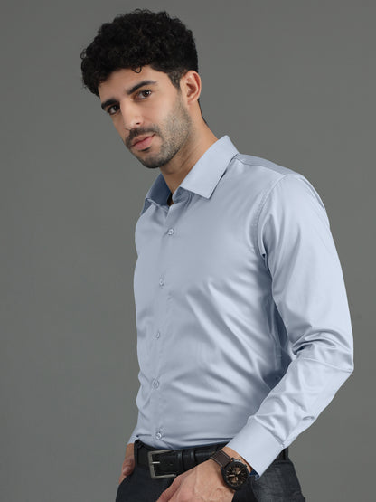 Light sky Blue SHATIN PREMIUM GIZA COTTON SHIRT