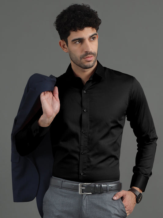 Men's Giza Cotton Shirt  Black– Premium Soft & Breathable Casual Button-Up