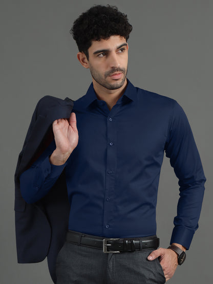 Men's Giza Cotton Shirt Dark Blue– Premium Soft & Breathable Casual Button-Up