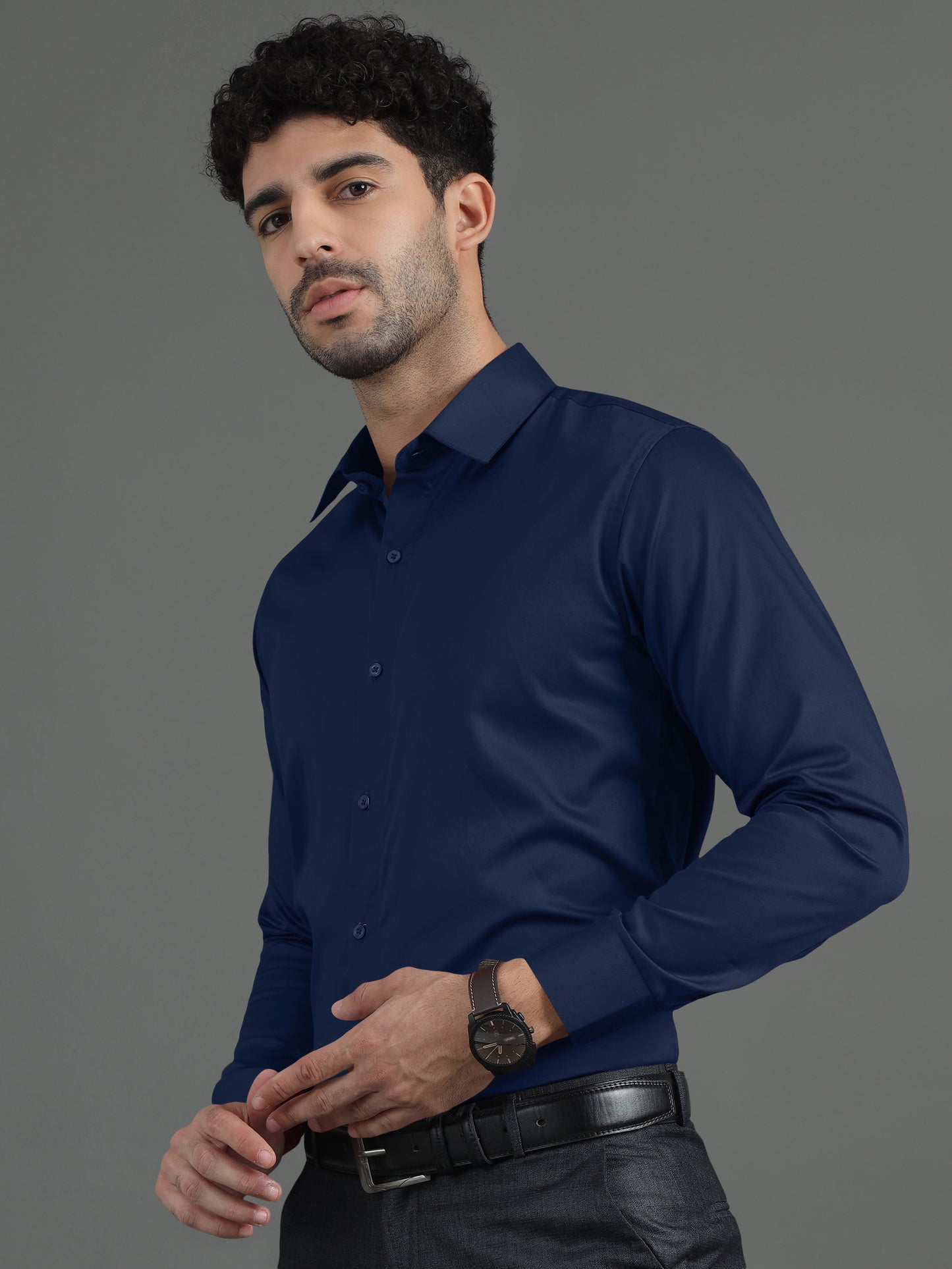 Men's Giza Cotton Shirt Dark Blue– Premium Soft & Breathable Casual Button-Up