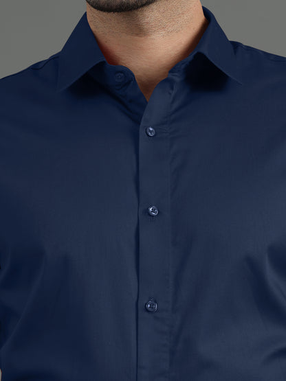 Men's Giza Cotton Shirt Dark Blue– Premium Soft & Breathable Casual Button-Up