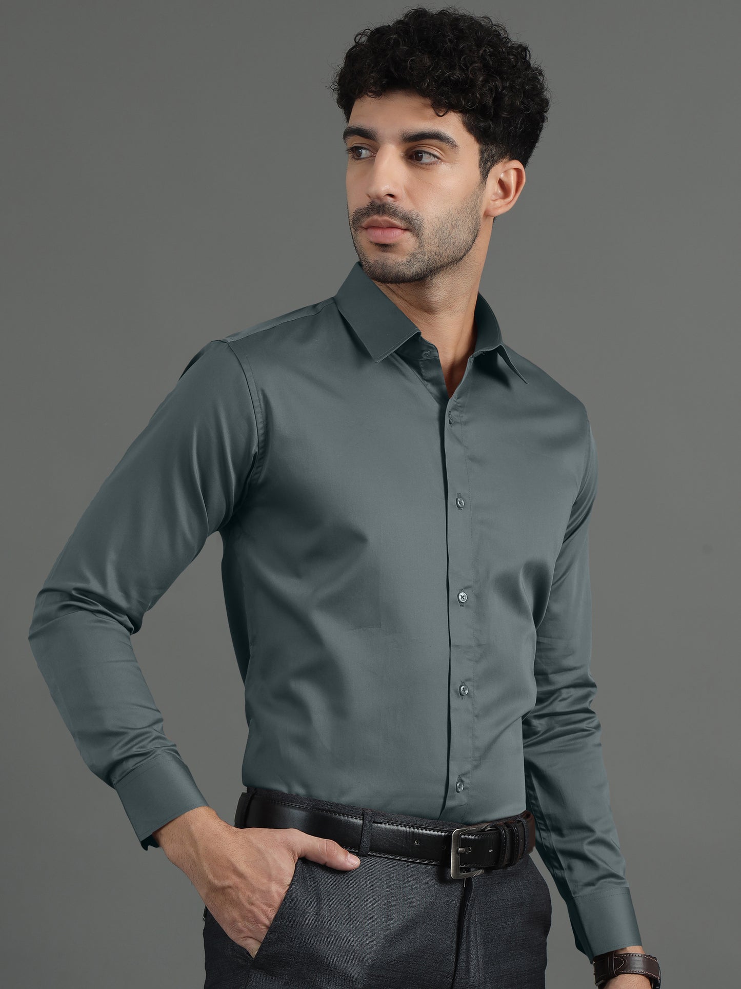 Men's Giza Cotton Shirt Grey– Premium Soft & Breathable Casual Button-Up