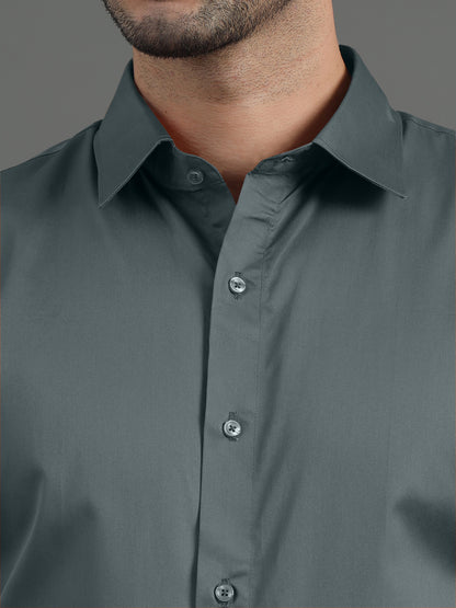 Men's Giza Cotton Shirt Grey– Premium Soft & Breathable Casual Button-Up