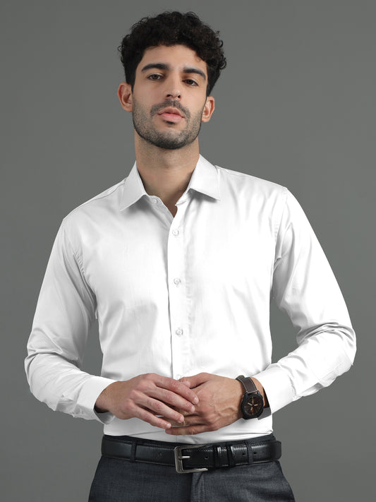 White SHATIN PREMIUM GIZA COTTON SHIRT