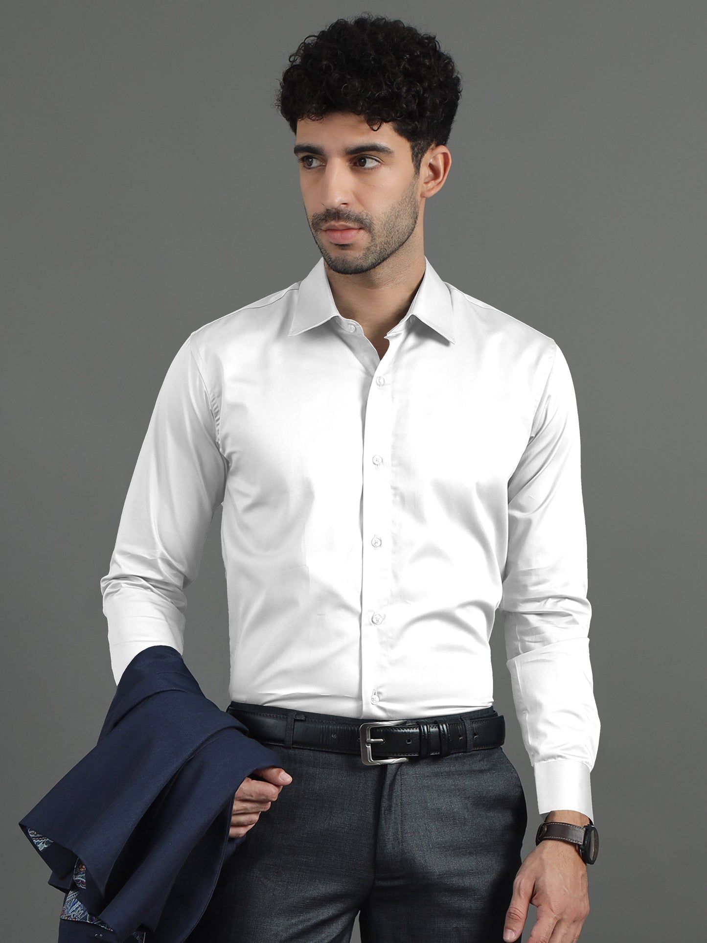 White SHATIN PREMIUM GIZA COTTON SHIRT