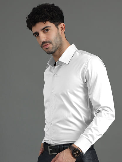 White SHATIN PREMIUM GIZA COTTON SHIRT