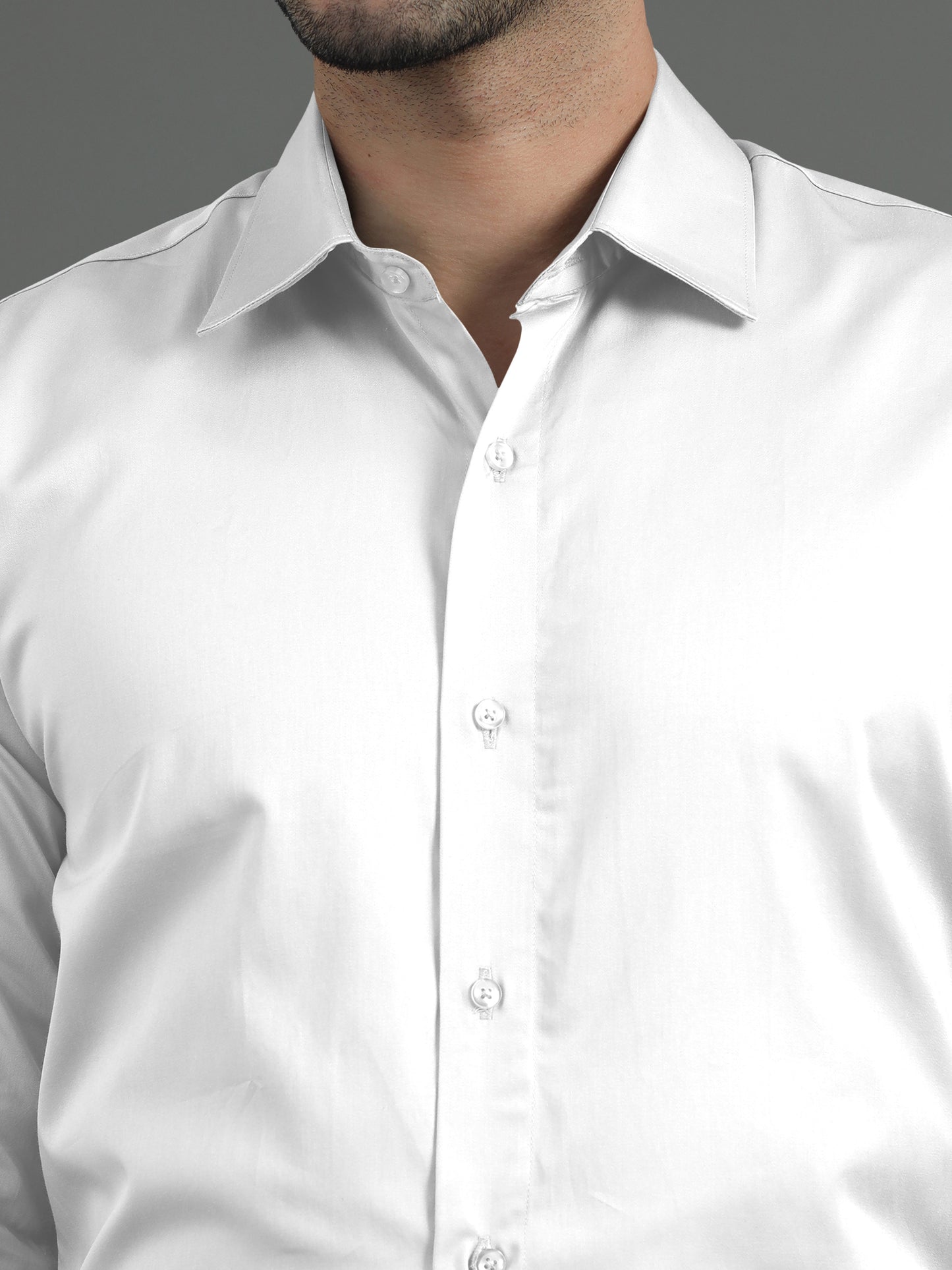 White SHATIN PREMIUM GIZA COTTON SHIRT