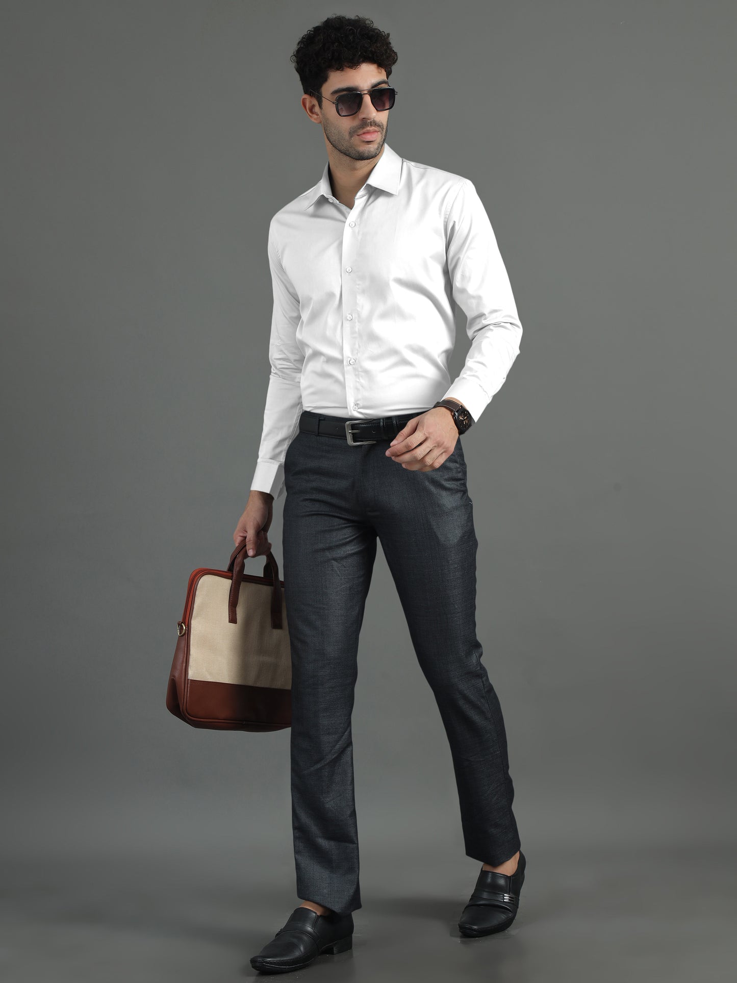 White SHATIN PREMIUM GIZA COTTON SHIRT